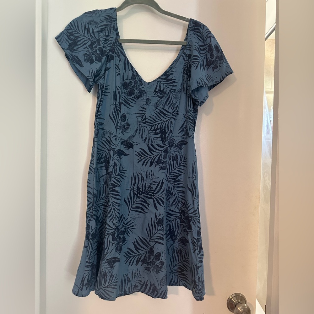Roxy Tropical Print Blue Mini Dress